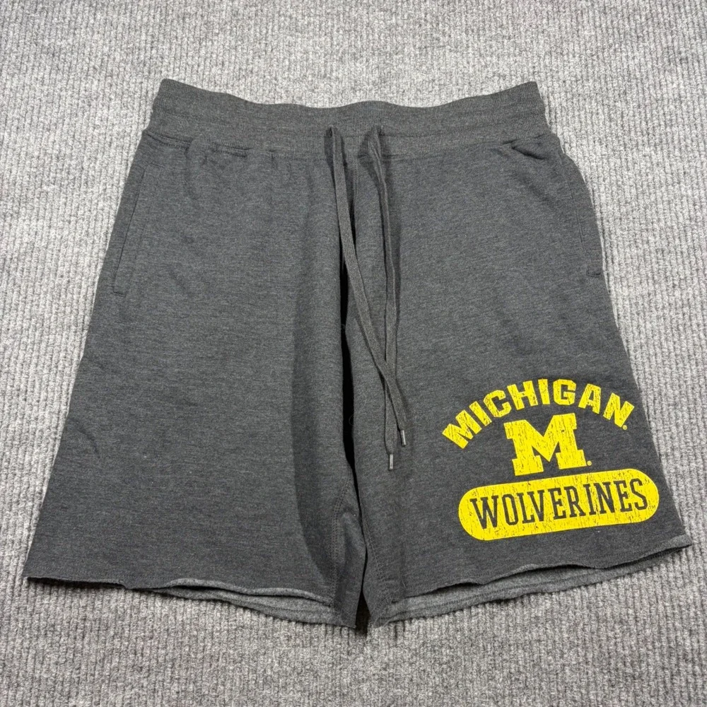 Sideline Apparel Shorts Mens L Michigan Wolverines Gray Sweat Raw Hem NCAA